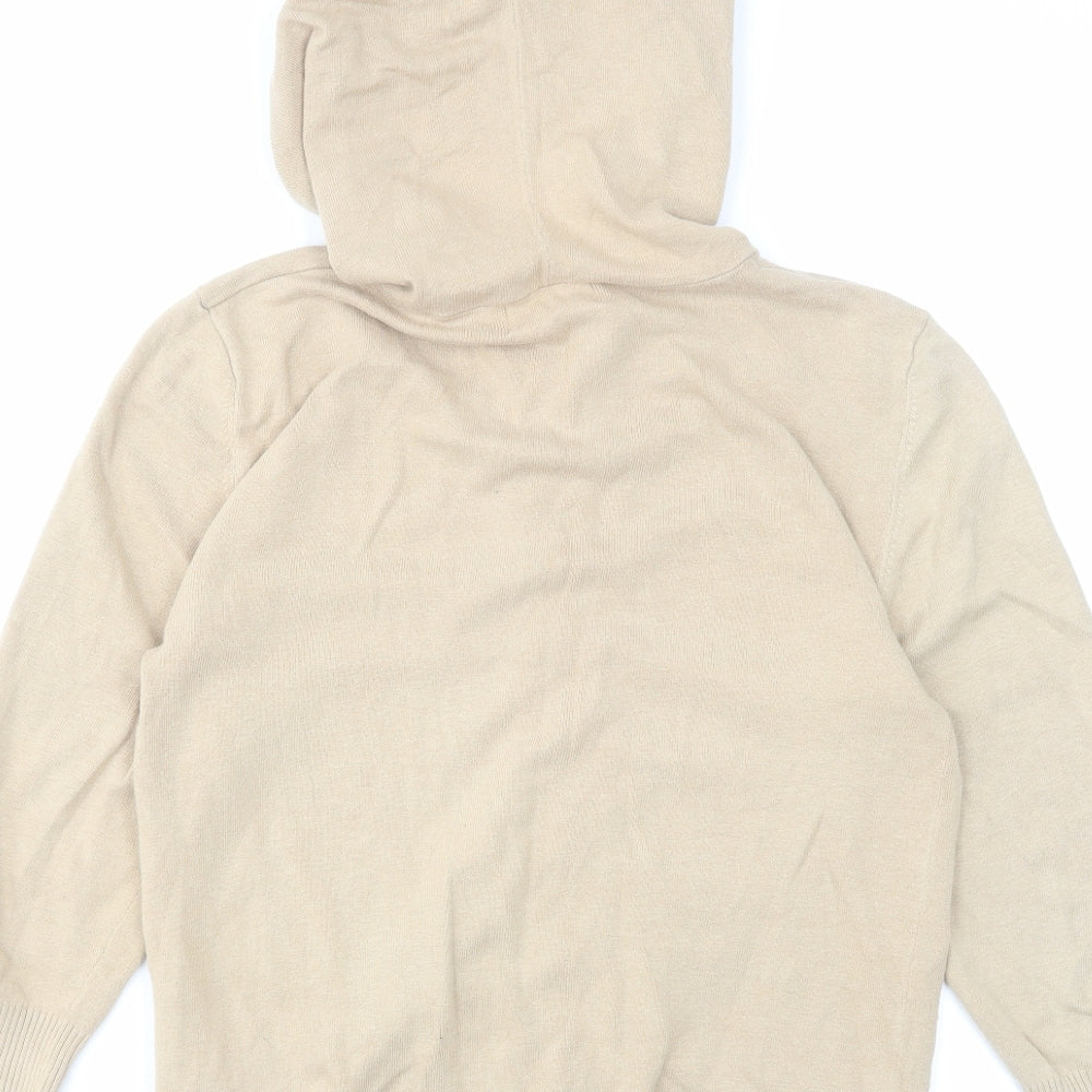 Topshop Womens Beige Cotton Full Zip Hoodie Size 10 Zip