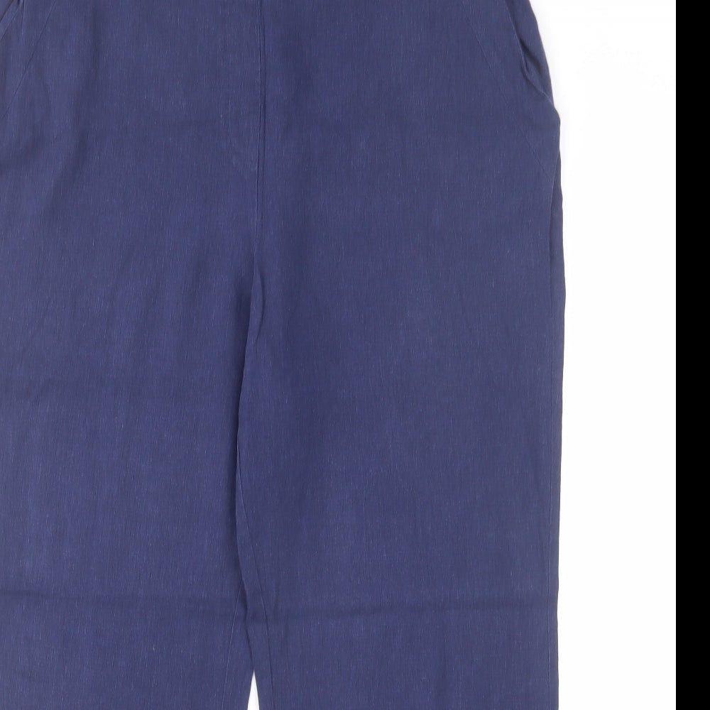 Label Be Womens Blue Viscose Trousers Size 16 L27 in Regular Zip