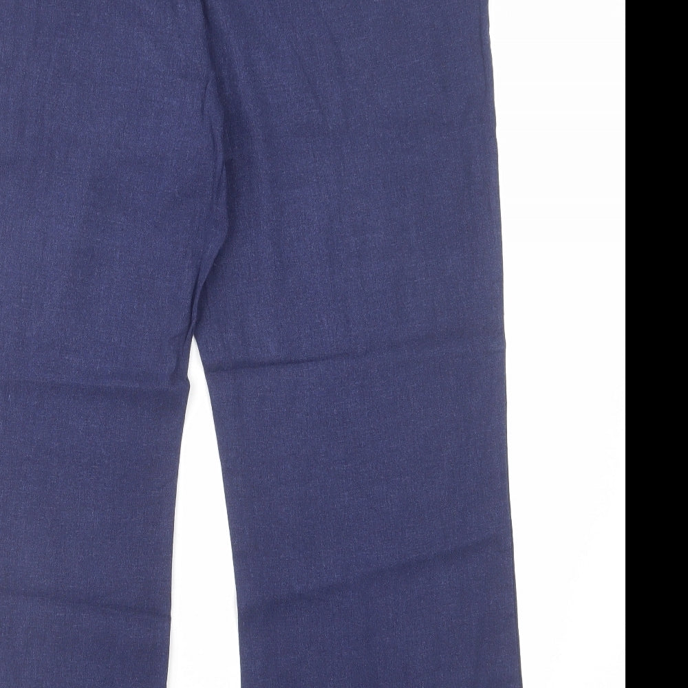 Label Be Womens Blue Viscose Trousers Size 16 L27 in Regular Zip