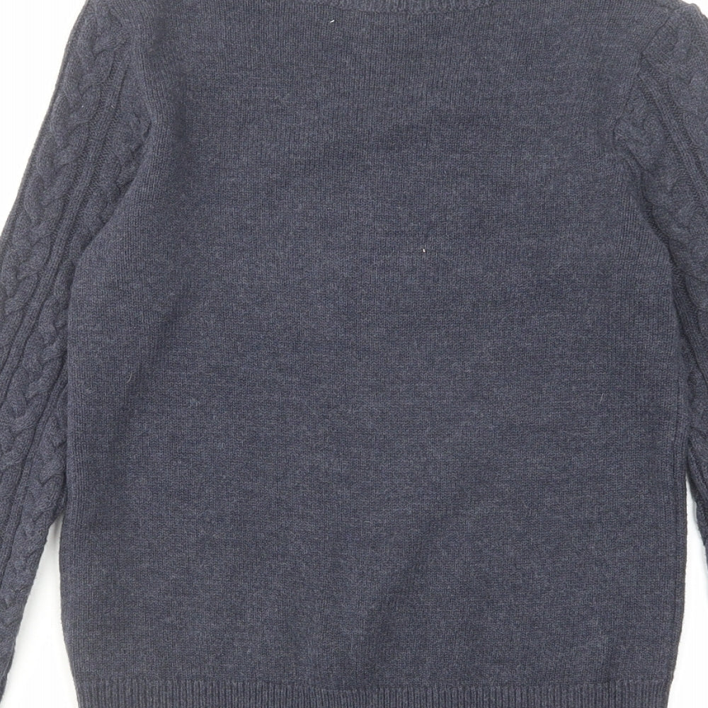 H&M Womens Blue Round Neck Acrylic Pullover Jumper Size XS