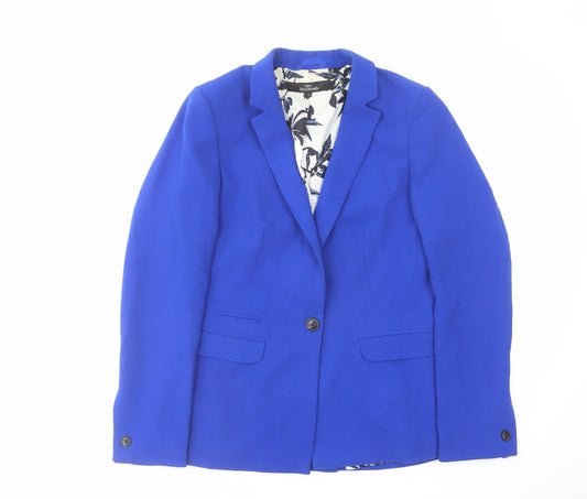 NEXT Womens Blue Polyester Jacket Blazer Size 12