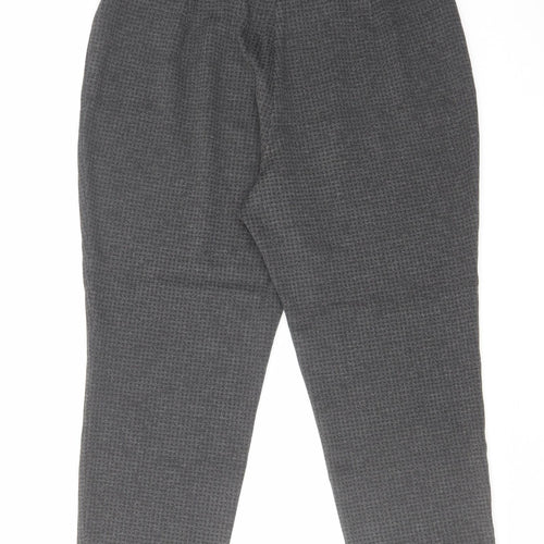 Marks and Spencer Womens Grey Check Viscose Cropped Trousers Size 16 L21 in Regular Hook & Eye