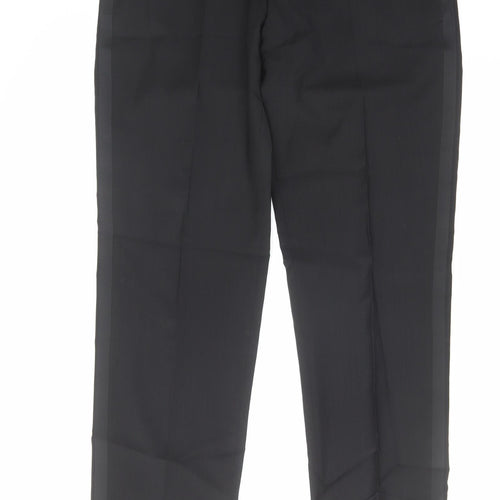 Jaeger Mens Black Wool Trousers Size 30 in L31 in Regular Hook & Eye