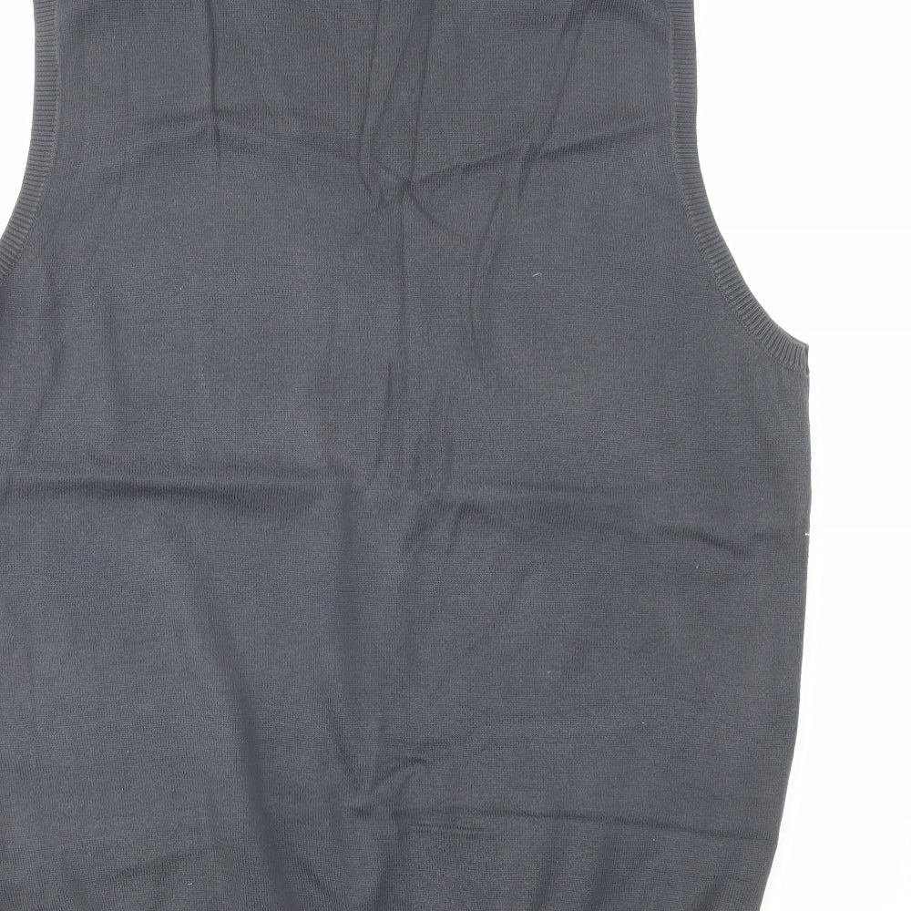 Autograph Mens Blue V-Neck Geometric Cotton Vest Jumper Size M Sleeveless