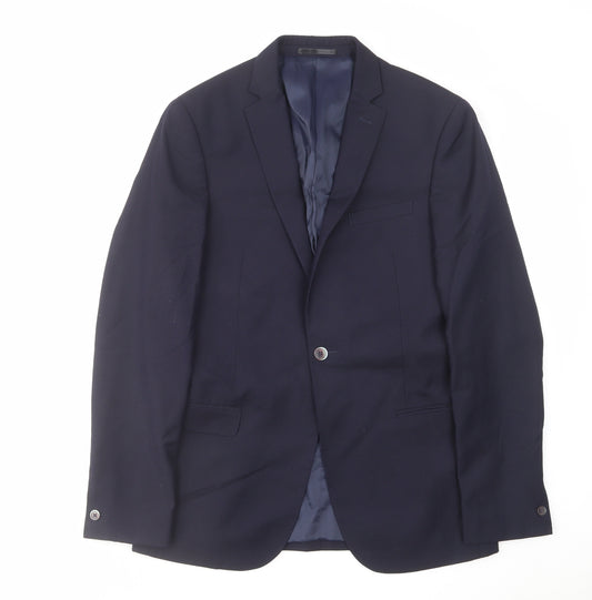 T.M.Lewin Mens Blue Polyester Jacket Suit Jacket Size 40 Regular