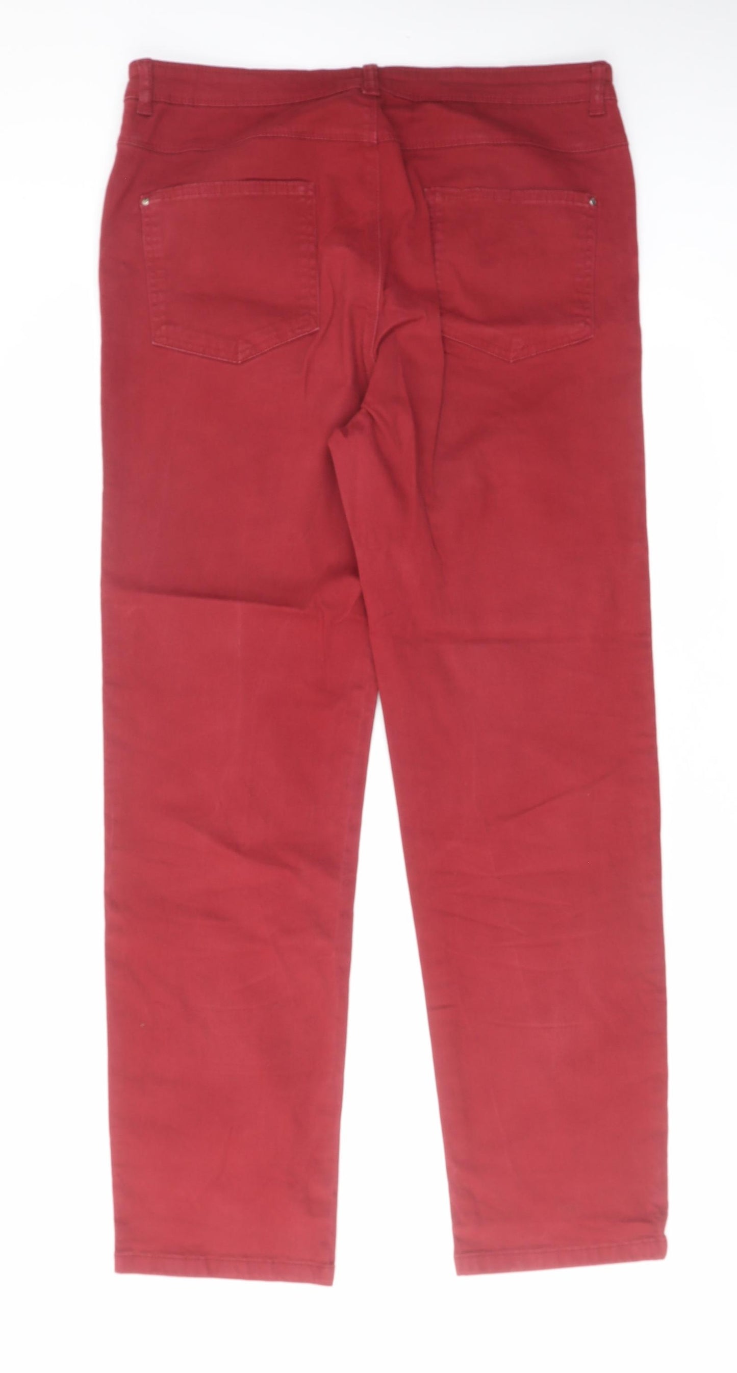 Alexara Womens Red Cotton Straight Jeans Size 16 L31 in Regular Zip