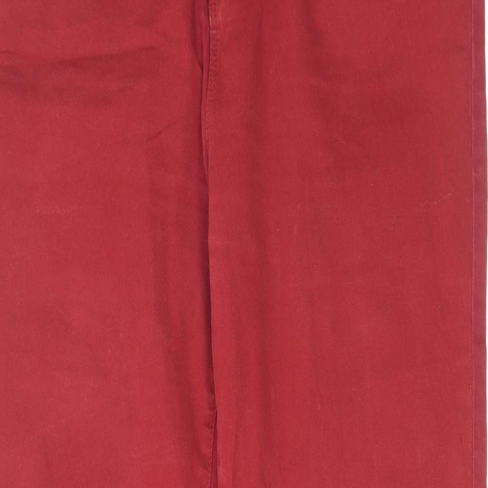 Alexara Womens Red Cotton Straight Jeans Size 16 L31 in Regular Zip