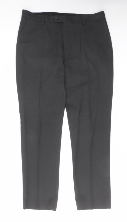 NEXT Mens Grey Polyester Trousers Size 34 in L31 in Regular Zip