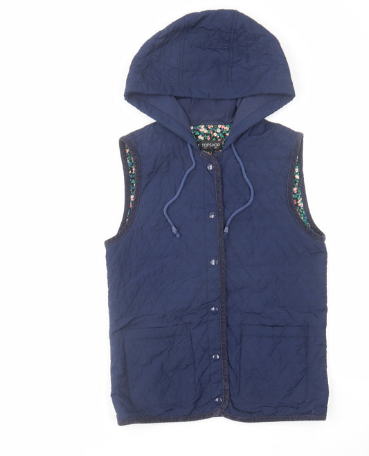 Topshop Womens Blue Gilet Jacket Size 6 Snap