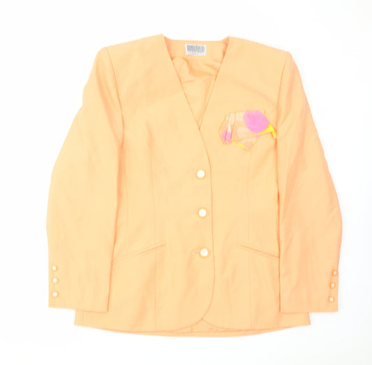 Mansfield Womens Orange Jacket Blazer Size 14 Button