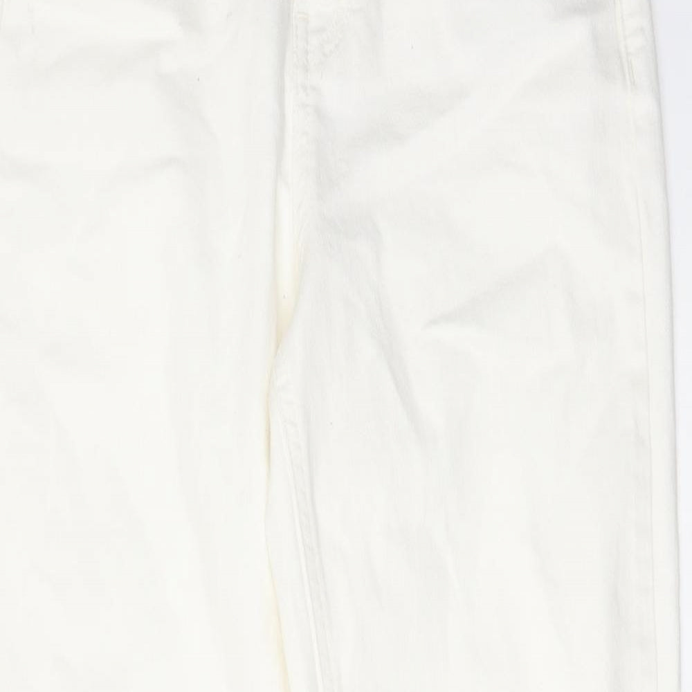 Marks and Spencer Womens White Cotton Tapered Jeans Size 8 L28 in Regular Zip