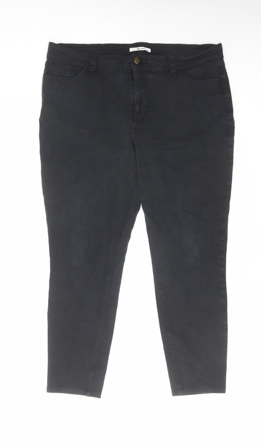 TU Womens Black Cotton Skinny Jeans Size 14 L24 in Regular Zip