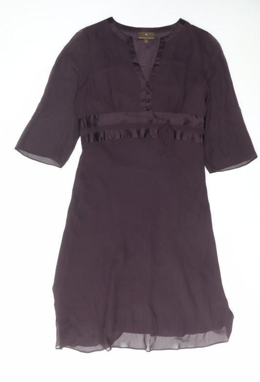 Fenn Wright Manson Womens Purple Silk A-Line Size 16 V-Neck Pullover