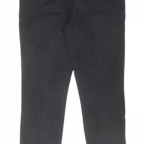 Boden Womens Black Cotton Trousers Size 12 L27.5 in Regular Hook & Eye