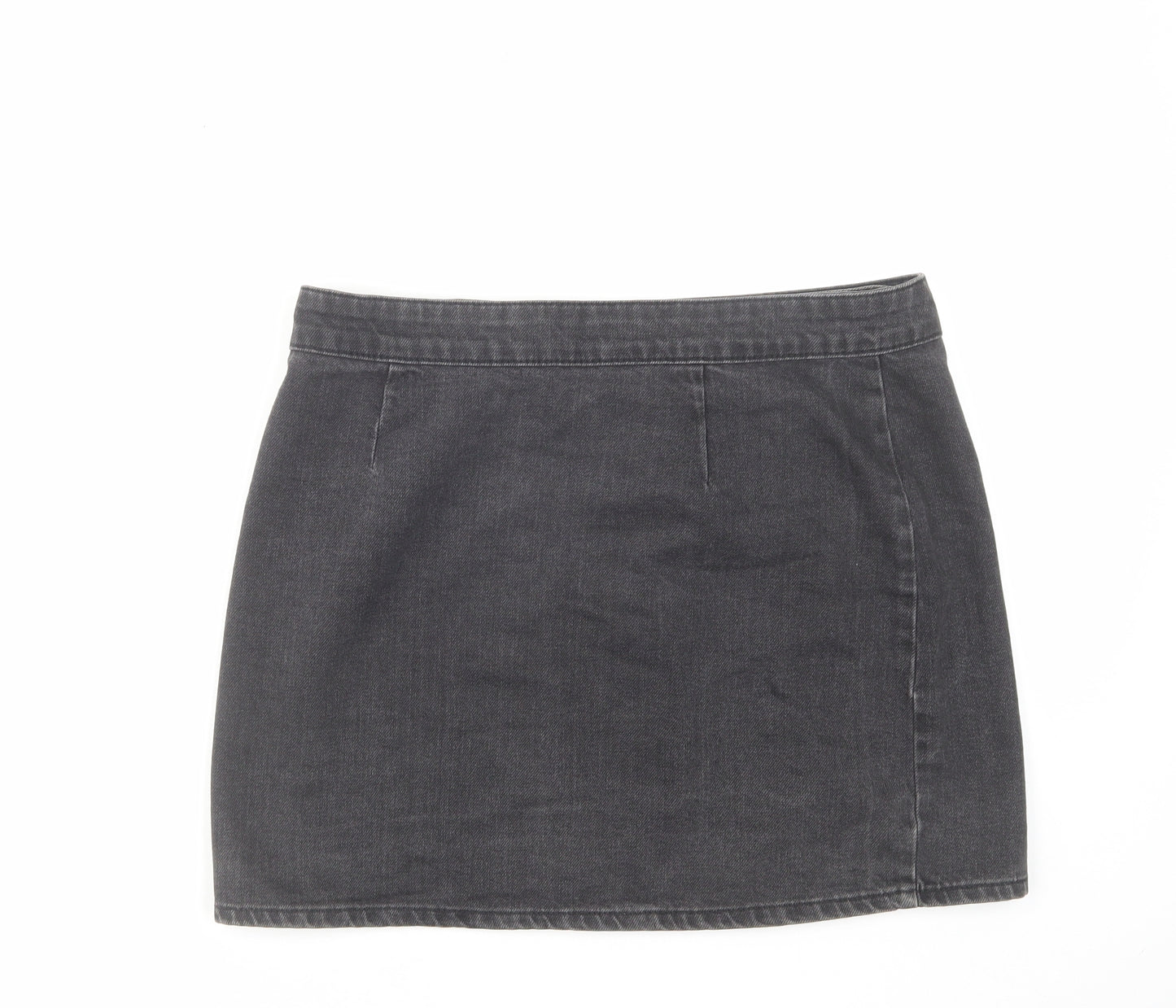 ASOS Womens Grey Cotton Wrap Skirt Size 12 Button