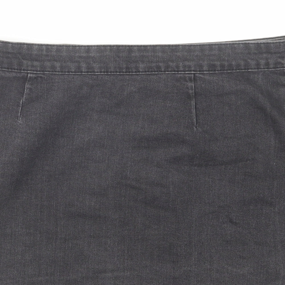 ASOS Womens Grey Cotton Wrap Skirt Size 12 Button