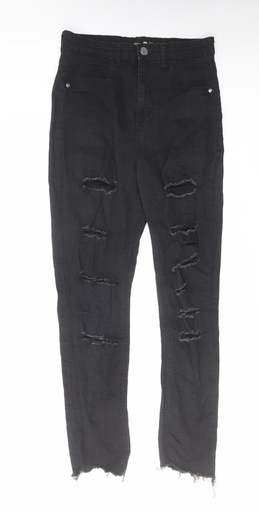 Boohoo Womens Black Cotton Skinny Jeans Size 12 L27 in Regular Zip