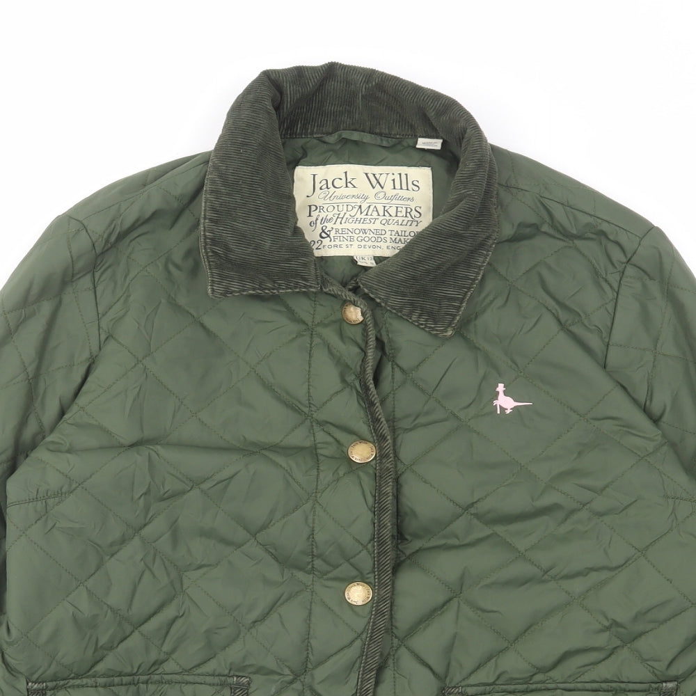 Jack Wills Womens Green Jacket Size 12 Button