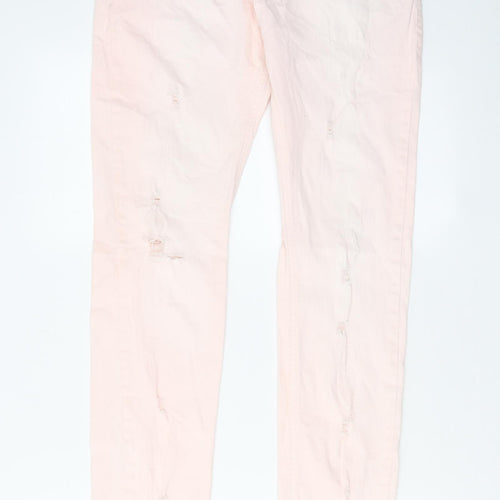 PARISIAN SIGNATURE Womens Pink Cotton Skinny Jeans Size 14 L30 in Regular Zip