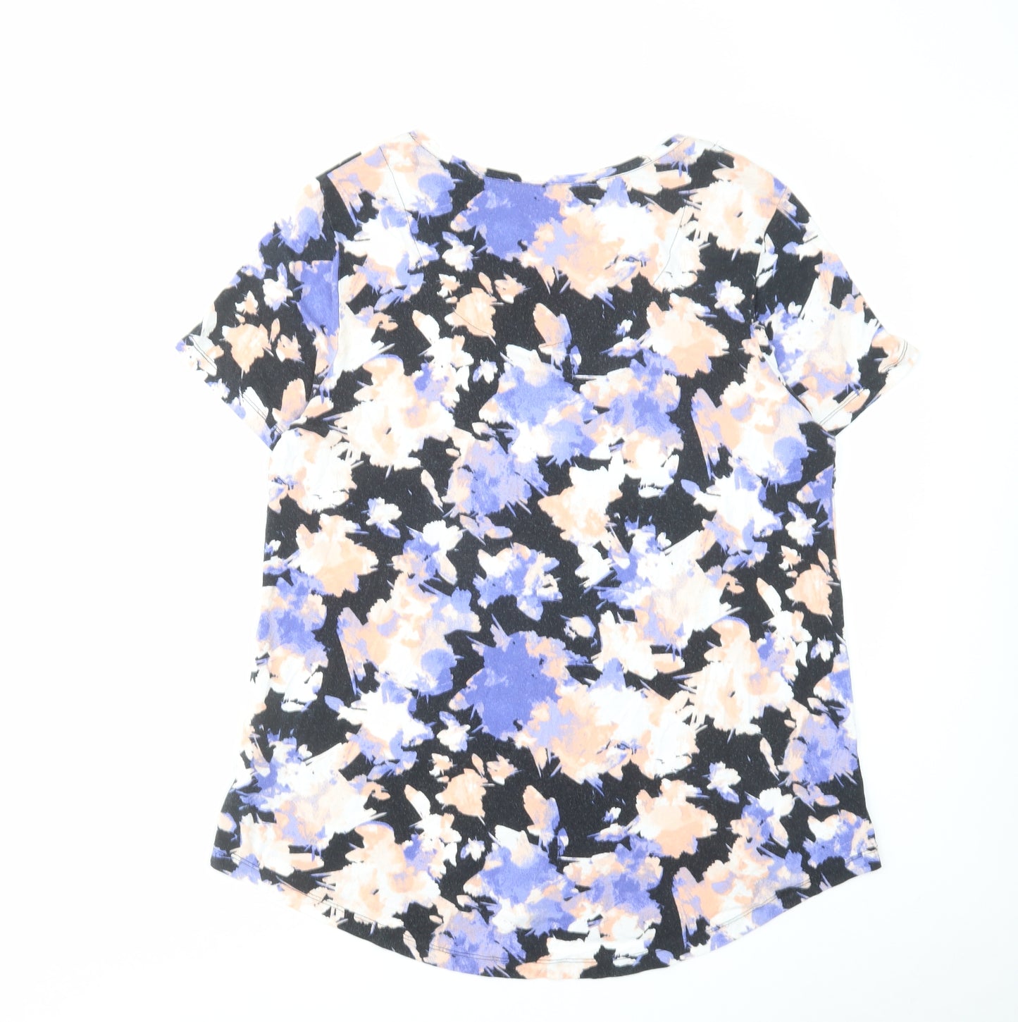 JM Collection Womens Multicoloured Floral Viscose Basic T-Shirt Size M Round Neck