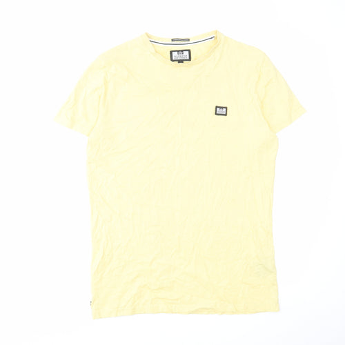 Weekend Offender Mens Yellow Cotton T-Shirt Size S Crew Neck