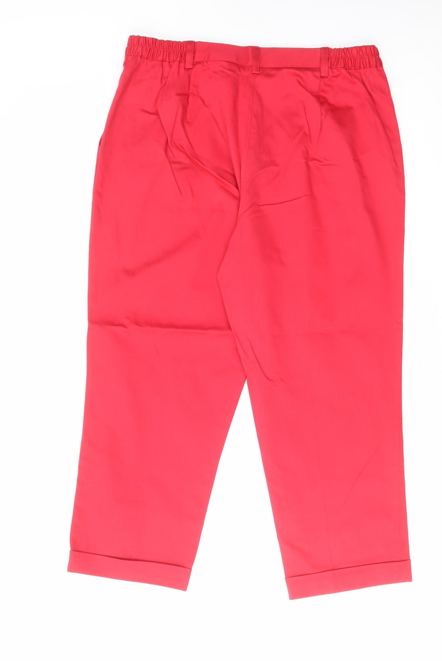ANNE WEYBURN Womens Red Cotton Capri Trousers Size 16 L23 in Regular Zip