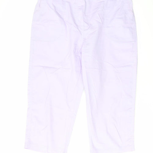 Bonmarché Womens Purple Cotton Capri Trousers Size 16 L20 in Regular Zip