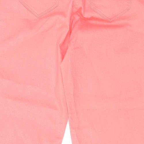 Red Herring Womens Pink Herringbone Cotton Cropped Jeans Size 16 L21 in Regular Zip