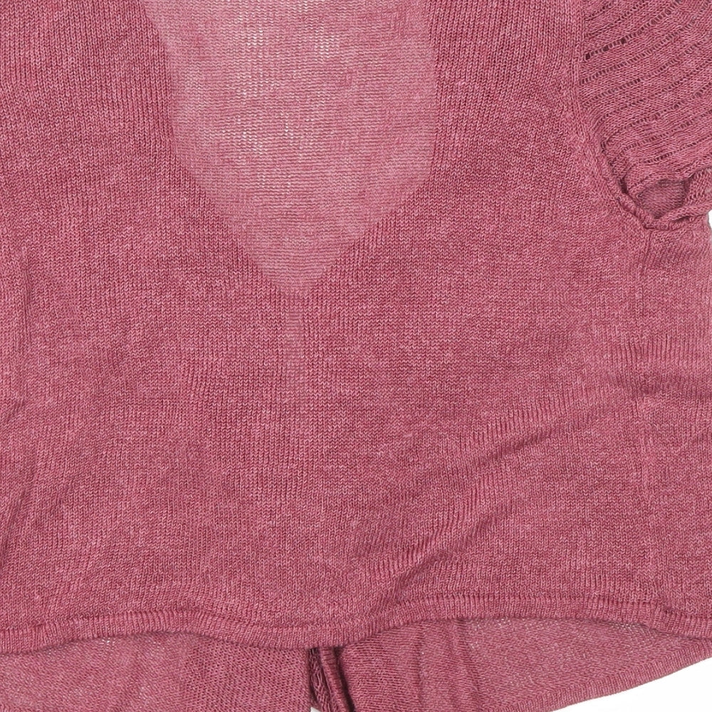 Marks and Spencer Womens Purple Linen Basic Blouse Size 14 V-Neck