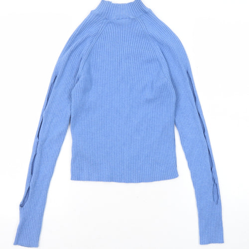Urban Outfitters Womens Blue High Neck Viscose Pullover Jumper Size XL - Cut Out