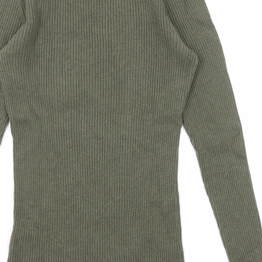 Gap Womens Green V-Neck Cotton Pullover Jumper Size M - Ribbed