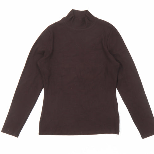 Marks and Spencer Womens Brown High Neck Viscose Pullover Jumper Size 12