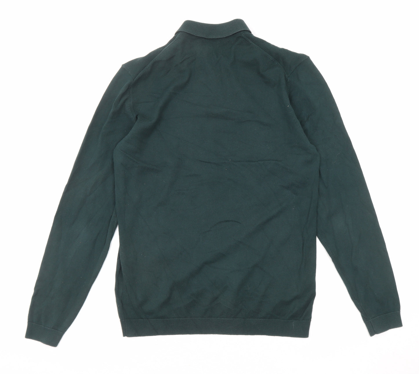 NEXT Mens Green Collared Cotton Pullover Jumper Size M Long Sleeve