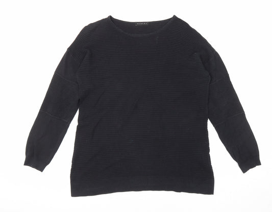 Sisley Womens Black Round Neck Cotton Pullover Jumper Size S