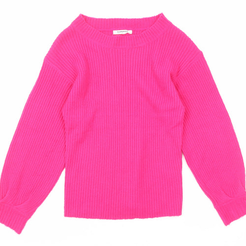 Glamorous Womens Pink Round Neck Acrylic Pullover Jumper Size 8