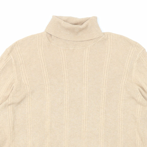 Marks and Spencer Womens Beige Roll Neck Viscose Pullover Jumper Size 20