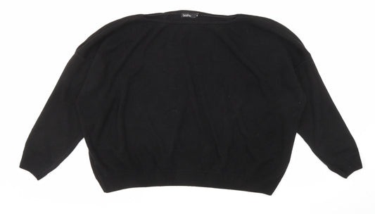 Boohoo Womens Black Round Neck Acrylic Pullover Jumper Size XL
