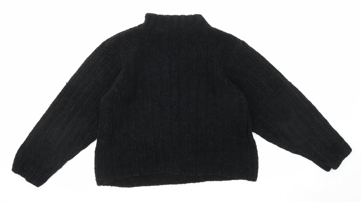 Theme Womens Black Mock Neck Acrylic Pullover Jumper Size 10 - Size 10-12