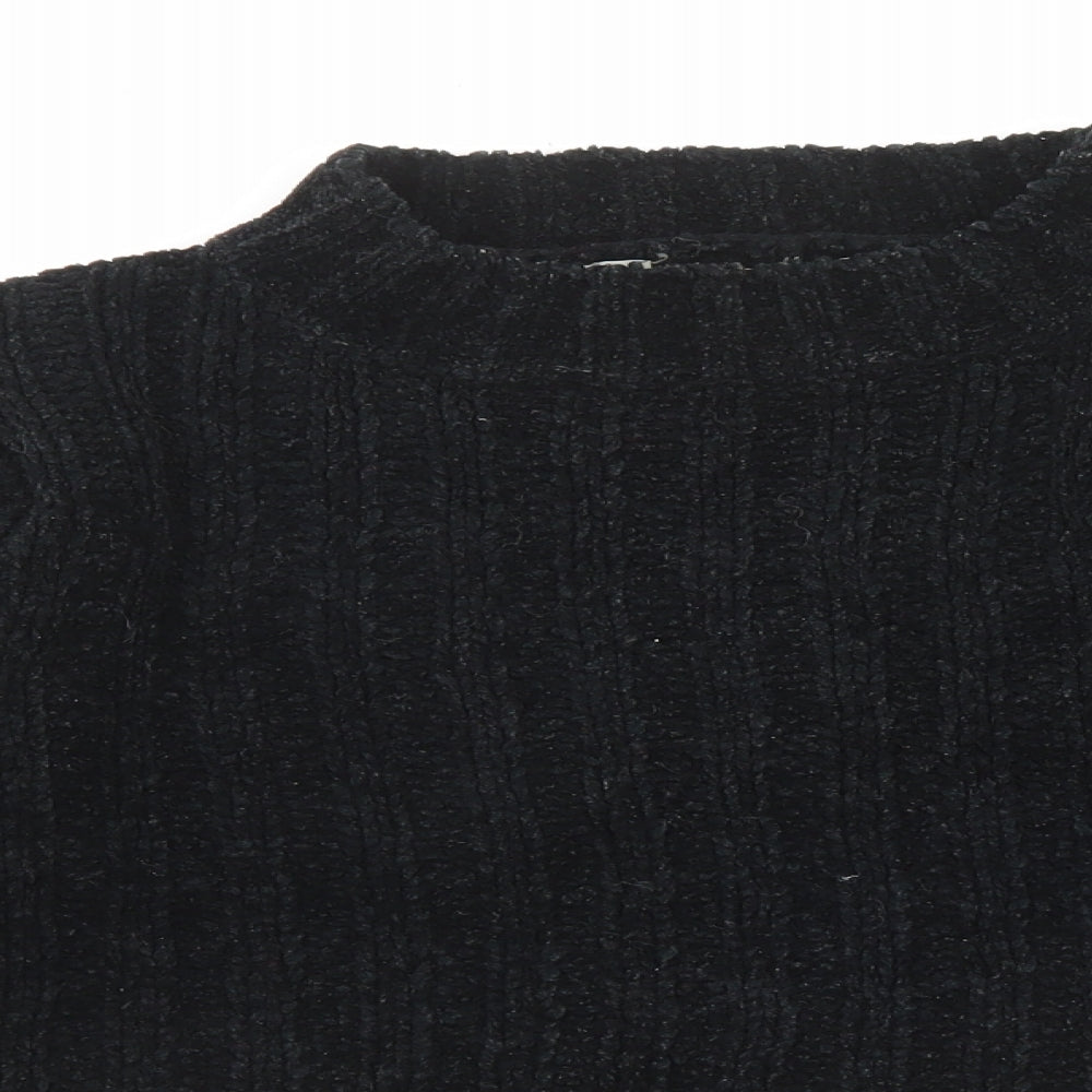 Theme Womens Black Mock Neck Acrylic Pullover Jumper Size 10 - Size 10-12
