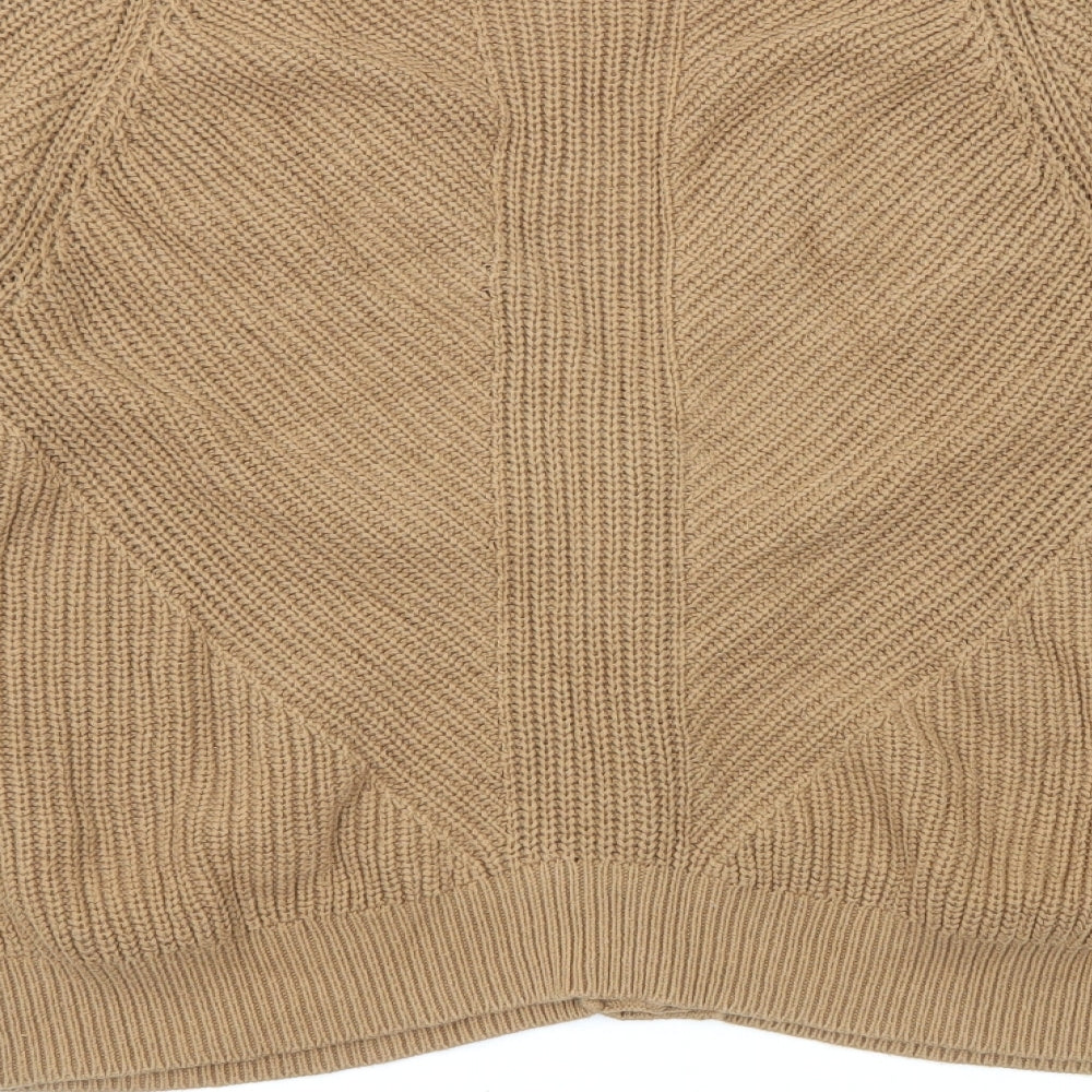 White Stuff Womens Brown V-Neck Cotton Cardigan Jumper Size 14