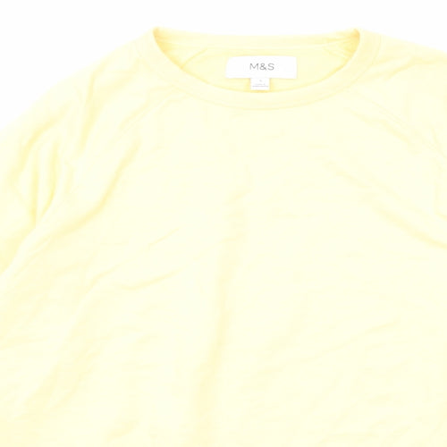 Marks and Spencer Mens Yellow Cotton Pullover Sweatshirt Size S