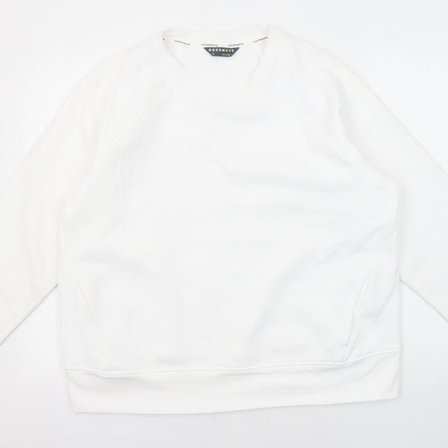 GOODMOVE Womens White Cotton Pullover Sweatshirt Size 16 Pullover
