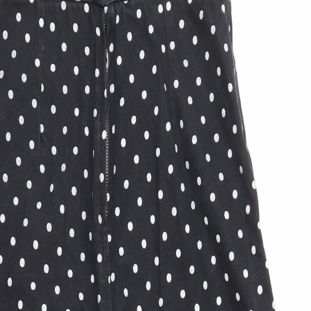 Topshop Womens Black Polka Dot Cotton Dungaree One-Piece Size 8 Zip