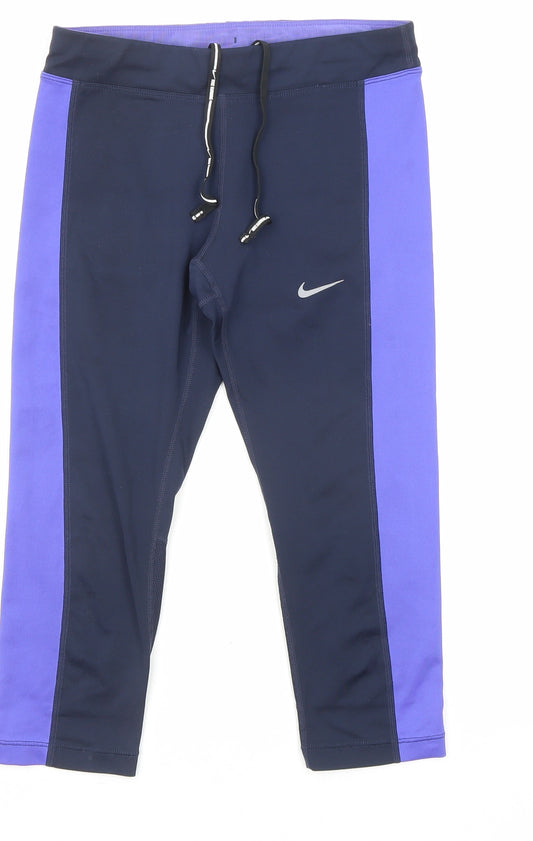 Nike Womens Blue Polyester Pedal Pusher Leggings Size XS L17 in Regular Drawstring