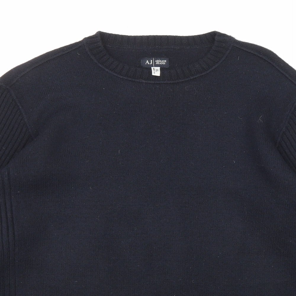 Armani Jeans Womens Blue Round Neck Wool Pullover Jumper Size XL