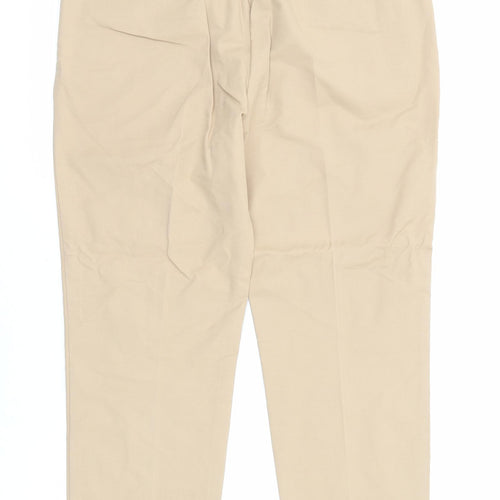 Per Una Womens Beige Cotton Chino Trousers Size 12 L25 in Regular Zip