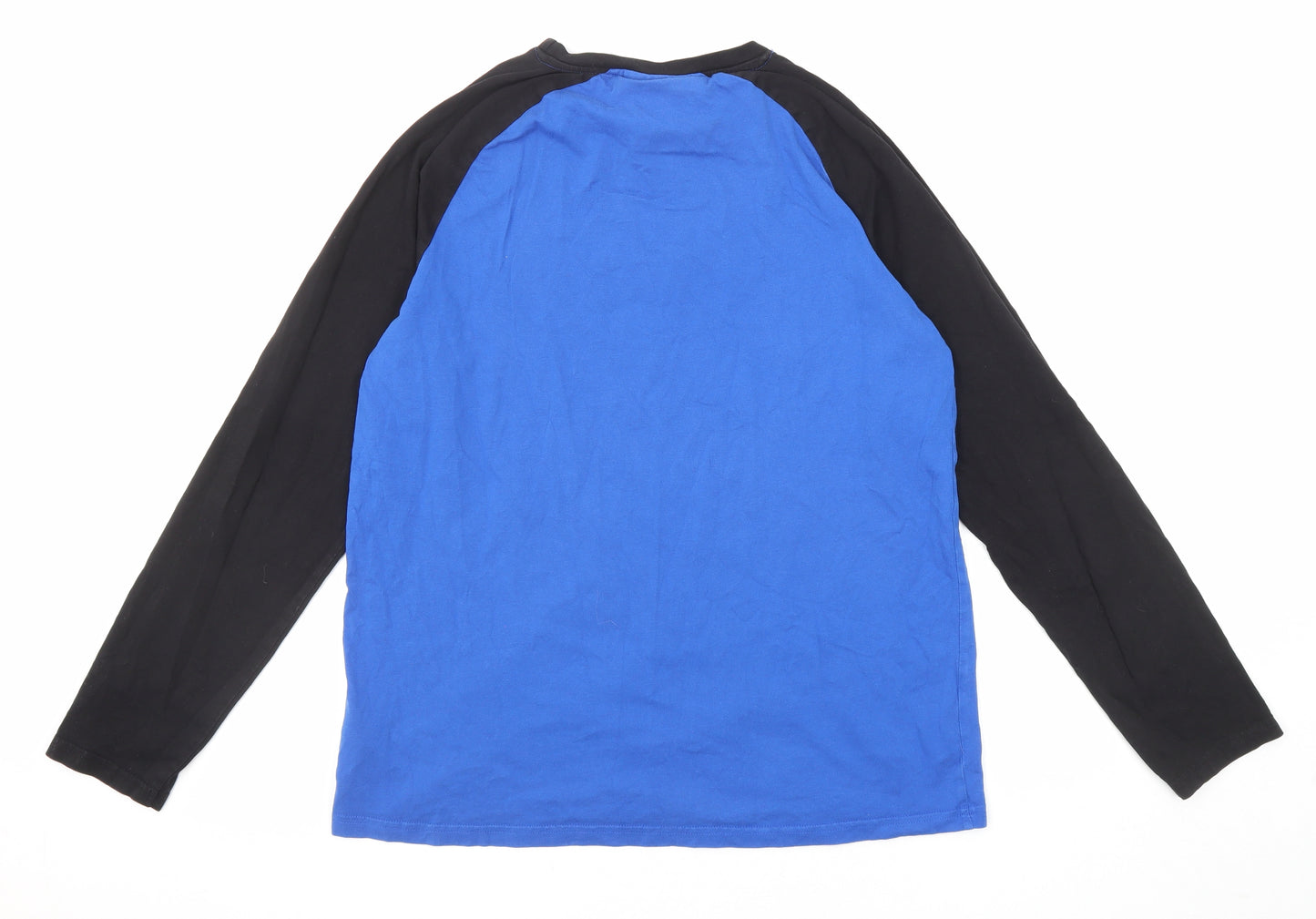 Nautica Mens Blue Colourblock Cotton T-Shirt Size L Crew Neck