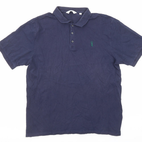 NEXT Mens Blue Cotton Polo Size L Collared Button