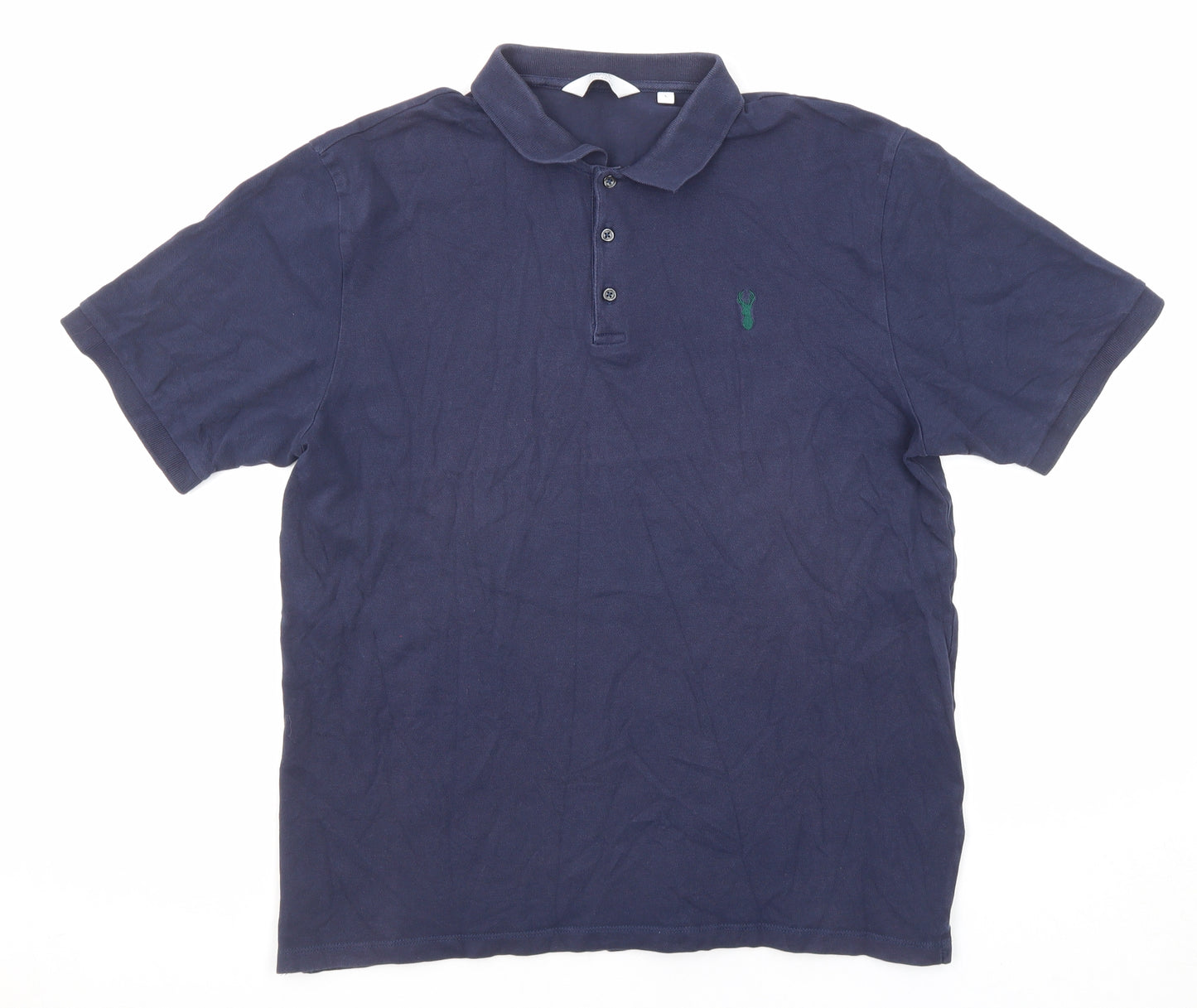 NEXT Mens Blue Cotton Polo Size L Collared Button