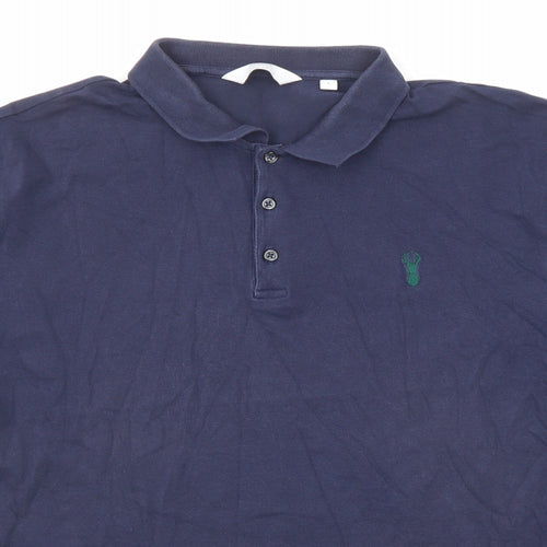 NEXT Mens Blue Cotton Polo Size L Collared Button